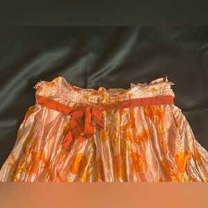 Jessica Size 4 Orange Flora 100% Silk Skirt